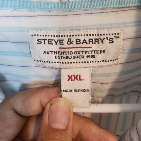 Men's Steve & Barry's Sky Blue and White Striped Shirt, Size XXL - Picture 2 of 4